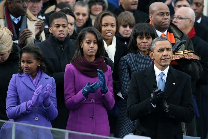 The president and Michelle Obama started the morning at a church service at St. John's Episcopal Church, just across Lafayette Square from the White House. Vice President Joe Biden and his wife, Jill Biden, joined the first couple at the service. </br></br>
Image courtesy: AFP