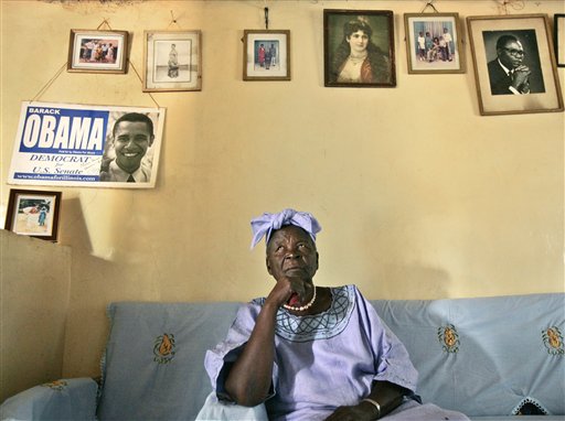 <b>Grandma musing:</b> In this  February 5, 2008, file photo Sarah Hussein Obama, the paternal grandmother of US President Barack Obama, sits in the living room of her house in the village of Kogelo, near the shores of Lake Victoria, Kenya, where she plans to listen to the results of the Super Tuesday contest in the US on the radio as she has no television.