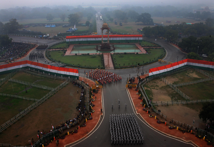 India celebrates its 66th Republic Day with a grand parade at Rajpath.