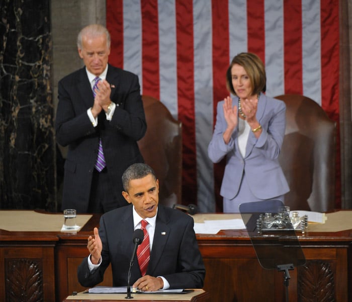 In a move that could shake the foundations of India's IT services industry, US President Barack Obama said in his first State of Union address that he will end tax breaks to American firms that ship out jobs abroad.<br><br>"To encourage businesses to stay within our borders, it is time to finally slash the tax breaks for companies that ship our jobs overseas, and give those tax breaks to companies that create jobs right here in the United States of America," he said.(AFP Photo)