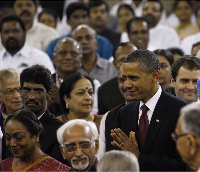 Obama cast his spell from the moment he entered the majestic Central Hall of Parliament with members clamouring to shake hands with him.<br><br>He literally stole the show in his address to the Parliament, peppering his speech with words like <i>Jai hind</i>, <I>Bahut dhanyawad</i> and <i>Panchatantra</i> to connect with the world's largest democracy.