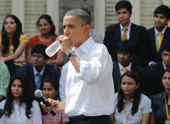 After the packed Mumbai morning, the Obamas head to Delhi a little after one in the afternoon. (AP Photo)