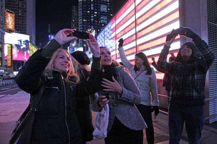 Photo-ops in New York's Times Square