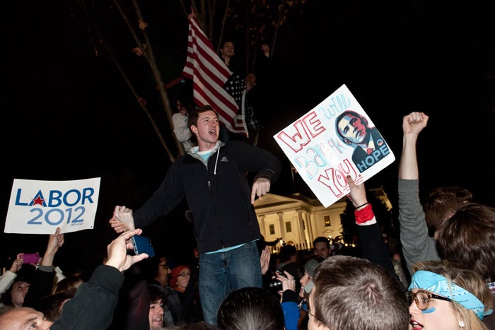 Among the revelry, a cheer for Obama's promise of hope and change.