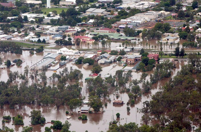 <b>Is this really Queensland?</b> The town of Chinchilla in Queensland, Australia is seen flooded. Days of torrential downpours have left parts of central and southern Queensland state inundated, flooding thousands of homes and businesses, cutting off roads and forcing one town's entire population to evacuate. (AP Photo)