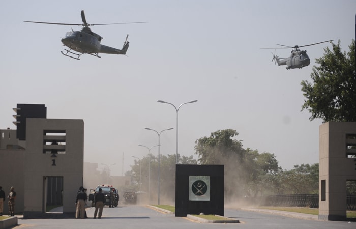 Helicopters were immediately deployed. Here, we see them hovering over the scene of attack. (AFP Photo)