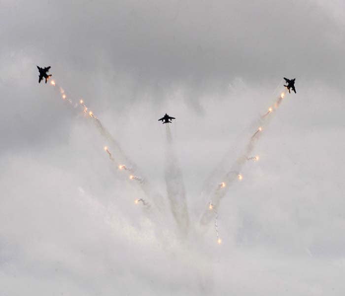 The most eagerly awaited part of the parade is the Fly Past put on by the Indian Air Force (IAF) wherein the fighter planes of the IAF roar past the dais symbolically saluting the President. (AFP Photo)