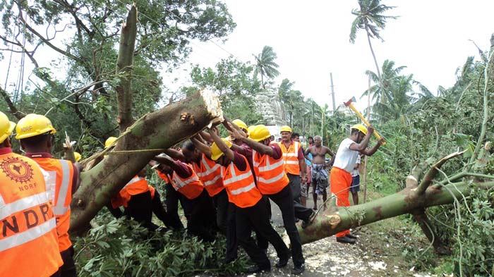 12 columns of Army comprising nearly 600 personnel are involved in clearing roads, while officials from the telecom and railway ministries are making all out efforts to restore railway traffic and communication networks.