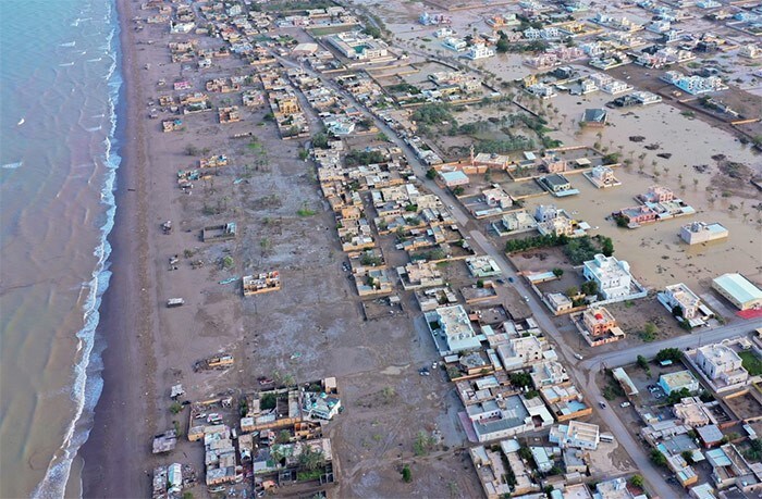 Aftermath of tropical Cyclone Shaheen in al-Khaburah city of Oman's al-Batinah region.