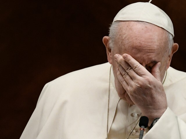 Pope Francis during inauguration of a UNESCO chair at the Pontifical Lateran University on October 7, 2021 in Rome.