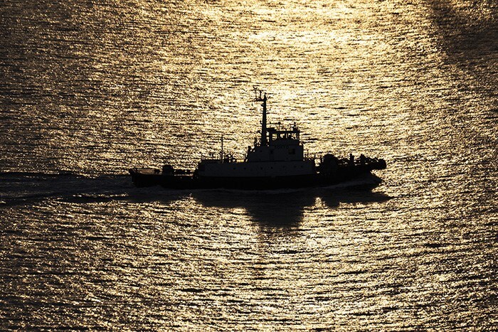 A tugboat is pictured in the port of Tokyo.