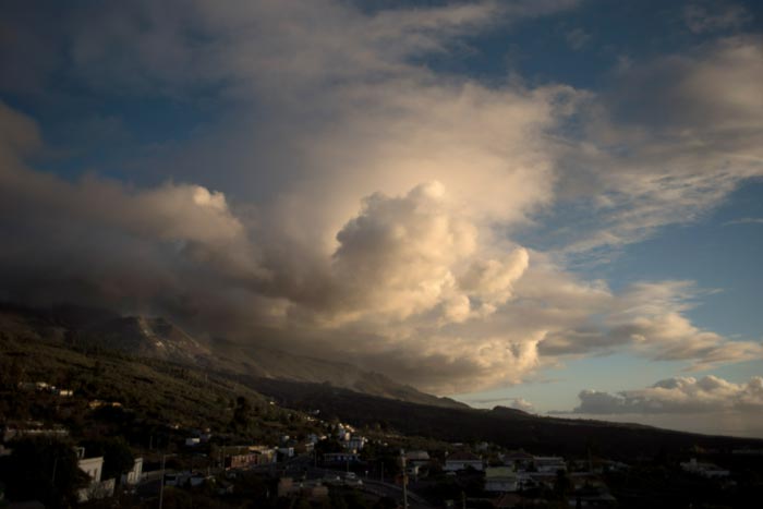 The Cumbre Vieja volcano is pictured from Tajuya, on the Canary Island of La Palma.