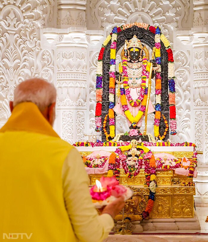 Prime Minister Narendra Modi offers prayers before Lord Ram at the Ram temple.