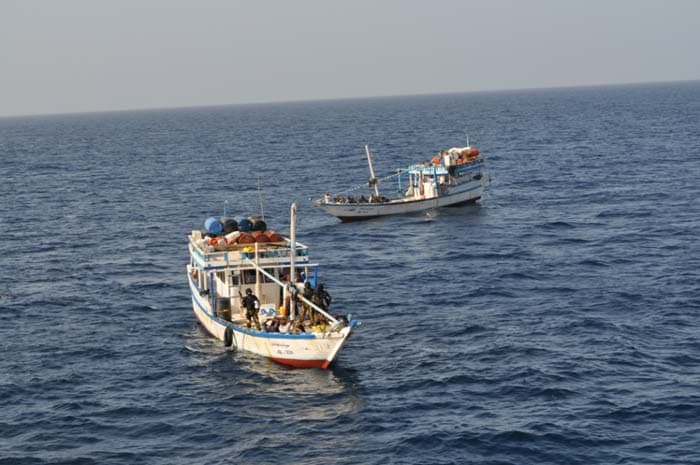 The captured boats had a total of 26 Somali crew onboard. During the operation, six AK-47 rifles, 12 magazines and about 300 rounds of ammunition were found and confiscated.