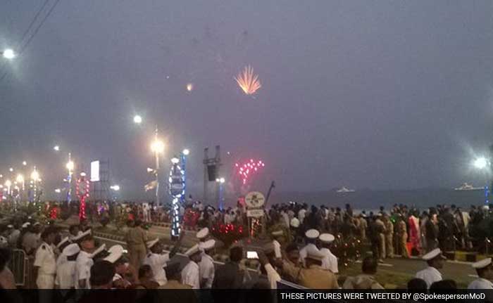 Fleet Review 2016 Op Demo. Colourful fireworks display.