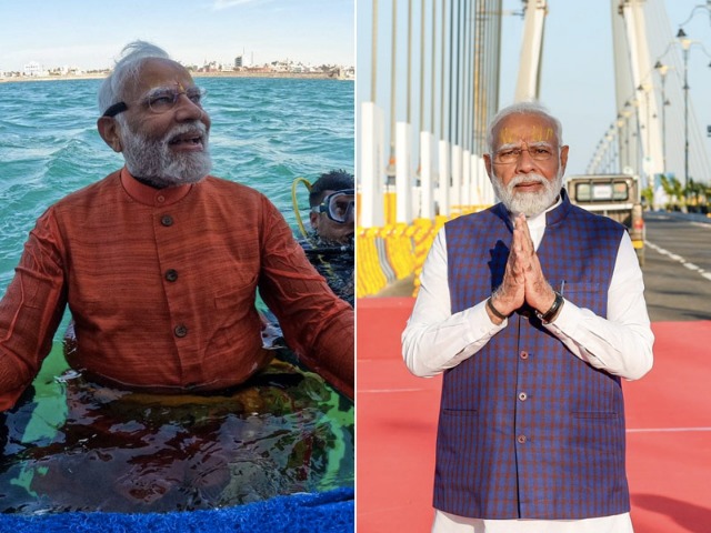 पीएम मोदी ने गुजरात में किया भारत के सबसे लंबे केबिल ब्रिज का उद्घाटन, समुंदर में लगाई आस्था की डूबकी