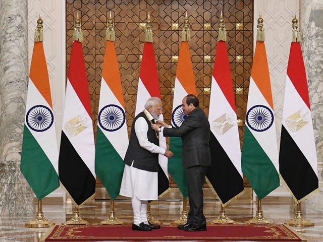 प्रधानमंत्री मोदी को मिस्र के राष्ट्रपति ने मिस्र के सर्वोच्च सम्मान, 'ऑर्डर ऑफ द नाइल' से नवाज़ा