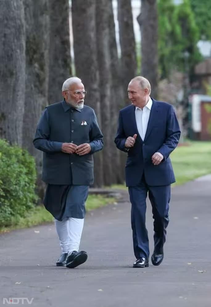 PM Modi and Russia President Vladimir Putin during their meeting in Moscow