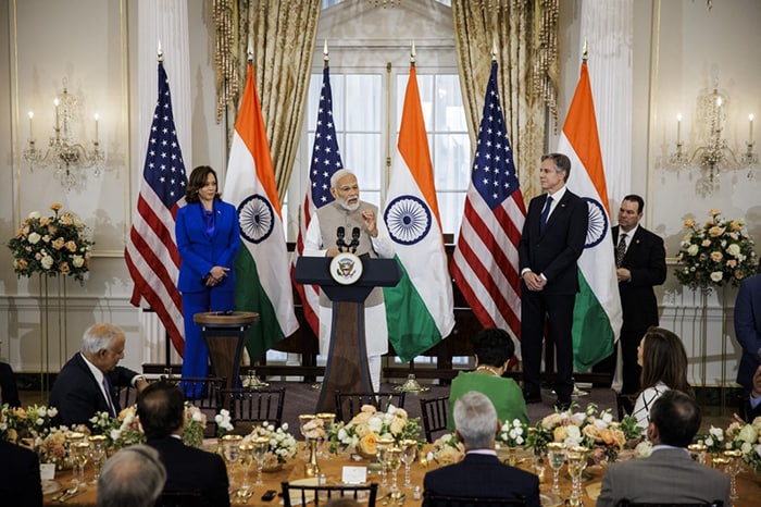 PM Modi US Visit: उपराष्ट्रपति कमला हैरिस द्वारा आयोजित लंच में शामिल हुए प्रधानमंत्री मोदी