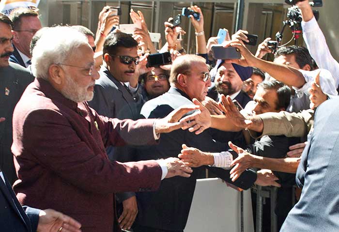 The Indians were also carrying placards with messages such as 'We love Modi', 'America loves Modi', 'Indian American loves Modi'.