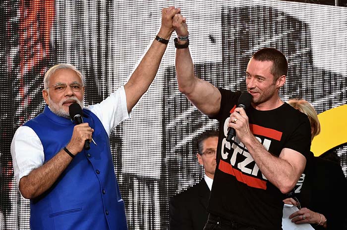 PM Modi shared the stage with popular Hollywood actor Hugh Jackman