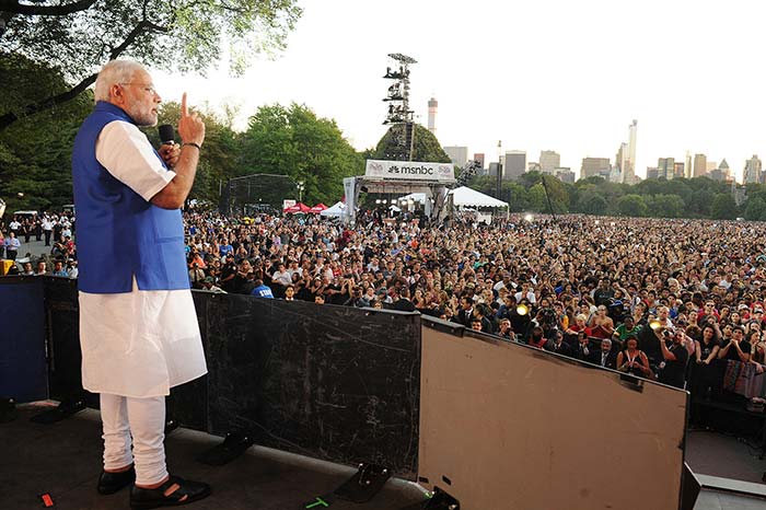 "I salute you, I repeat, I salute you," PM Modi said as the crowd erupted in applause.