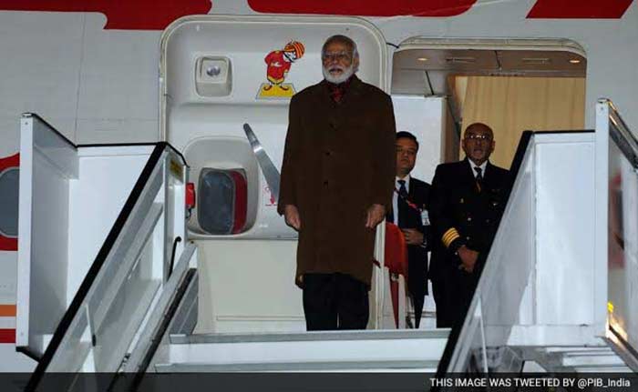 PM Narendra Modi arrives at Brussels Military Airport, Belgium.