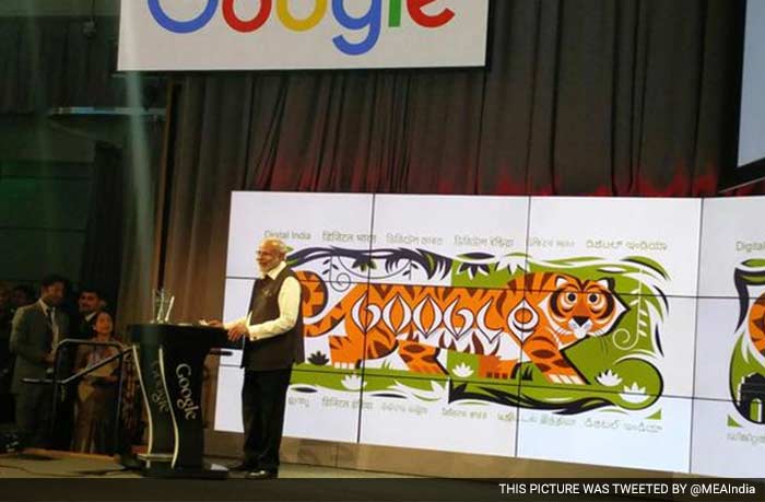 Prime Minister Narendra Modi addresses Code 4 India Hackathon, speaks to participants and Google employees at the headquarters.