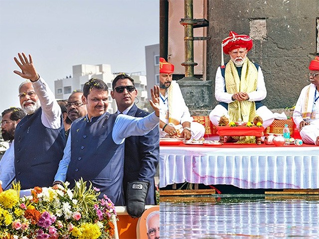 प्रधानमंत्री नरेंद्र मोदी ने नासिक में किया रोड शो, मंदिर में बजाई झांझ और की साफ-सफाई