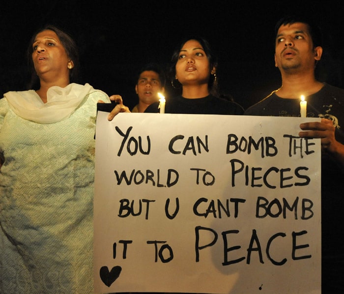 There were many more young lives lost in the Pune blast. Friends and families left distraught. A tale of indescribable pain unfolding in hospitals where survivors recount the horror. Pune residents seen here holding a peace rally in their city on February 14 in protest against the terror attack.<br><br>

<b>SurferSpeak:</b><br><br>

Shashi - Such an attack was just waiting to happen. The Maharashtra State Govt is totally responsible for this mess by their sense of perverted priorities. Mumbai and Maharashtra has been exposed as a sitting duck to terror attacks by diverting security for the cinema theatres for SRK film. Security for a film release is considered paramount compared to even national security. What a sham and what a shame!(AFP photo)