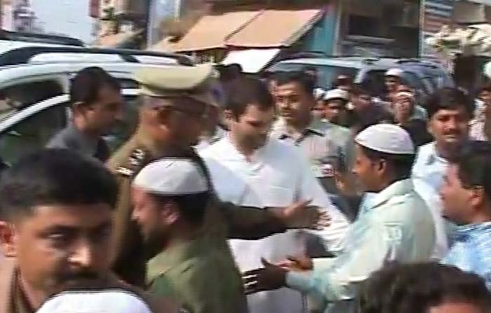 Seen here: Rahul Gandhi getting out of his car amid tight security.(NDTV Photo)