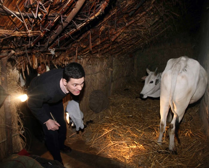 In January 2009 Rahul had also got his friend British Foreign Secretary David Miliband to spend a night with him in a Dalit woman's hut at Simara village in Uttar Pradesh. The village falls under the Amethi Parliamentary constituency represented by Rahul Gandhi. (Photo: AFP)