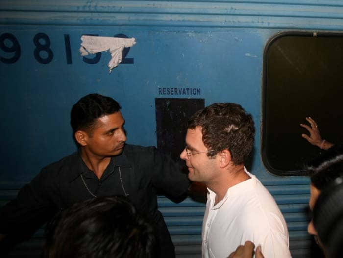 On Tuesday, Rahul Gandhi skipped first class to travel by the chair car instead of the more expensive executive class. He was offered flowers and water in a glass but he refused these, asking that he be treated like any other passenger. (PTI Photo)