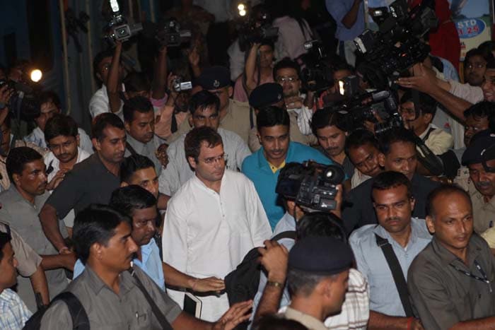 He was met by several reporters and had to negotiate his way through a crowded station when he got off at the New Delhi railway station on Tuesday. (PTI Photo)