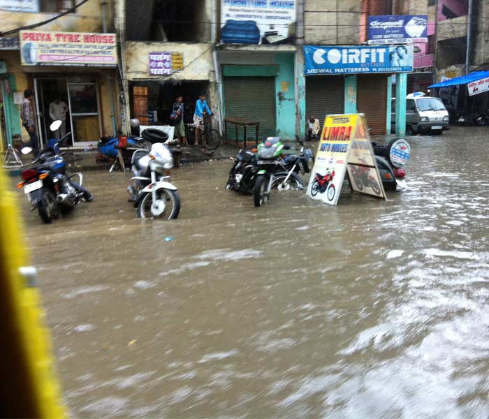 NDTV.com reader Deepanshu sent us the picture after the heavy rainfall today.