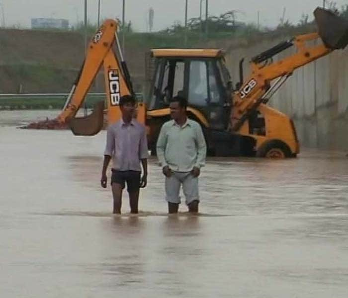 Waterlogging near Indira Gandhi International Airport, New Delhi.