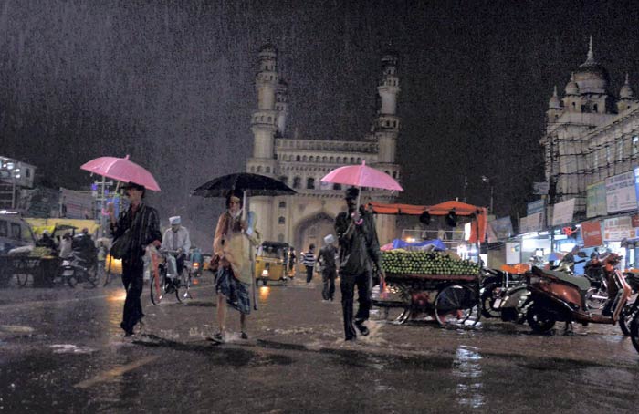 Hyderabad has been receiving heavy rainfall for the past two days. The rains flooded the streets, caused traffic jams and disrupted electricity supply in some parts of Hyderabad.