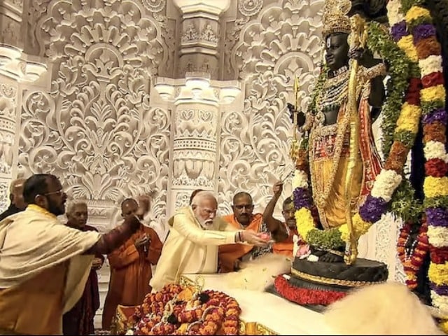 Photo : Ram Lalla Idol Consecrated At Ram Mandir As PM Modi Performs 'Pran Prathistha'