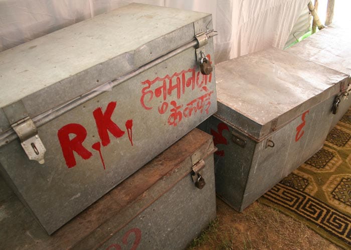 <strong>Do Not Touch:</strong> This trunk holds a Monkey God&rsquo;s apparel. Clearly, not time yet for Hanuman to enter stage left. (NDTV Photo)