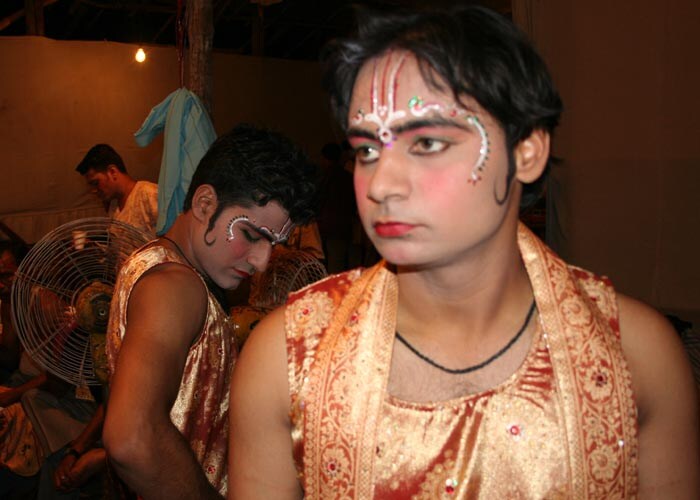 <strong>Brothers in Arms:</strong> Make-up done, costume worn, Ram and Lakshman are ready to take Delhi through a magical evening of Ramlila. (NDTV Photo)