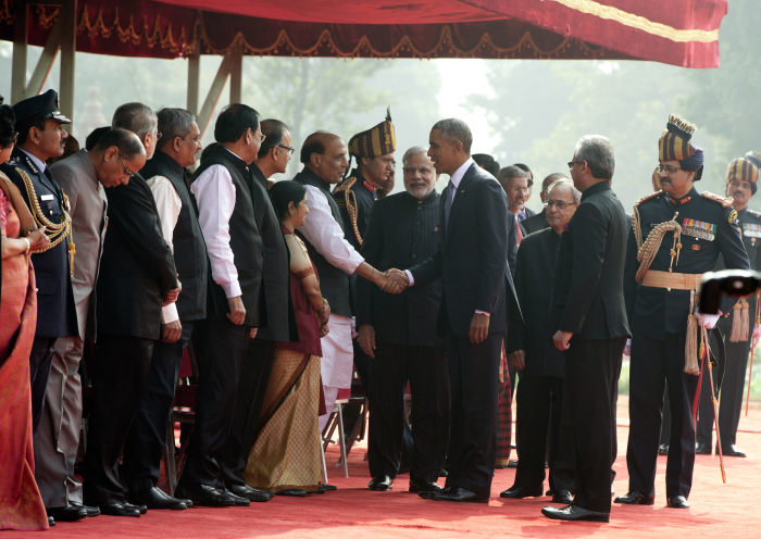 Grand Welcome for President Obama At The Rashtrapati Bhavan