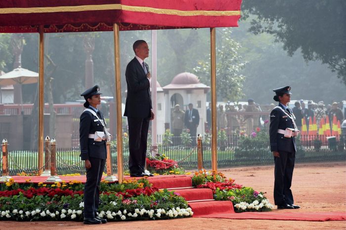 Grand Welcome for President Obama At The Rashtrapati Bhavan