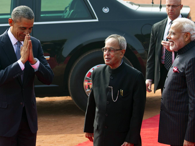 Grand Welcome for President Obama At The Rashtrapati Bhavan