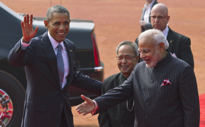 Grand Welcome for President Obama At The Rashtrapati Bhavan
