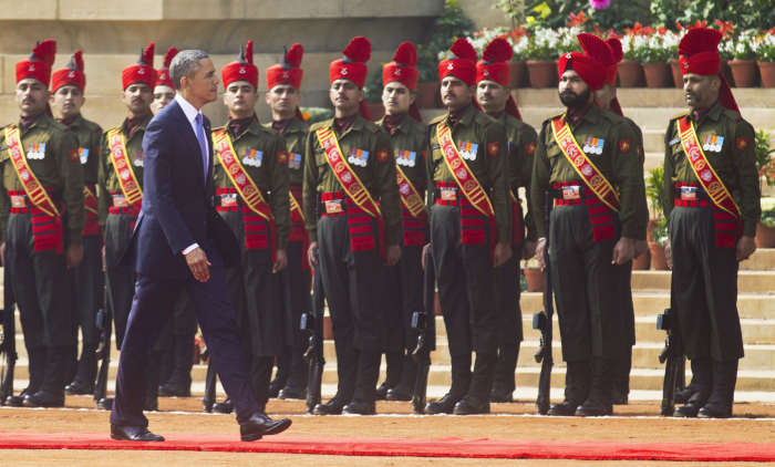 Grand Welcome for President Obama At The Rashtrapati Bhavan