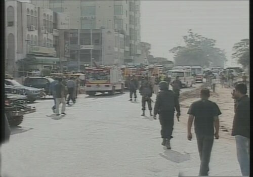 Cars parked near the hotel were blown up by the impact. (Photo: Express 24x7 footage)