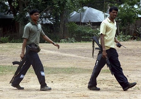 <b>Here they are:</b> COBRA (Combat Battalion for Resolute Action) personnel keep vigil at a police camp in Bhimpur, in west Midnapore on June 19, 2009. (AP)