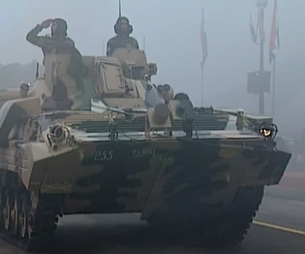 The Army showcased its impressive armoury before the nation which included the indigenous MBT Arjun, SMERCH Multiple Launch Rocket System and Armoured Engineer Recce Vehicle and Sarvatra Bridge. (NDTV Photo)