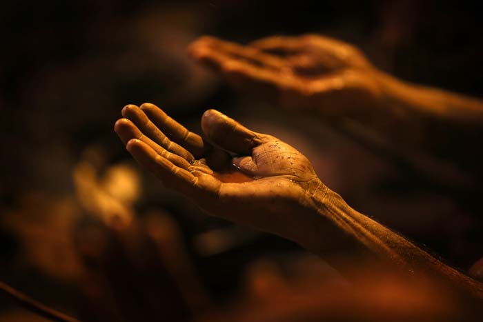 In this February 7 photo, the people of Juna Akhara sect take part in a ritual during the <i>shahi snan</i>.