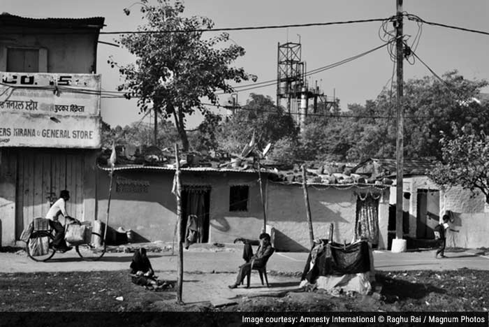 Atal Ayub Nagar Colony behind the abandoned Union Carbide factory in Bhopal, Madhya Pradesh